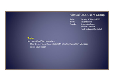 Virtual CICS - No More Cold Start Surprises