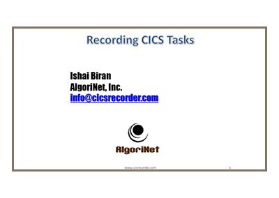 May 2017 | Recording CICS tasks