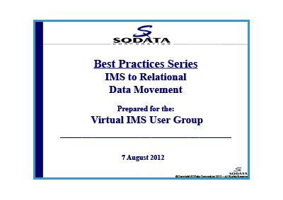 Virtual IMS - IMS to Relational Data Movement